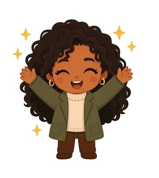 Mini Yuni cheering with both arms up